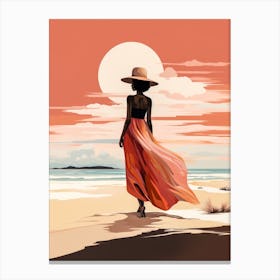 Illustration of an African American woman at the beach 125 Canvas Print