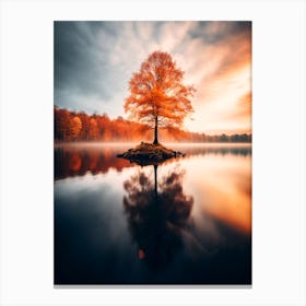 Lonely Tree On A Lake Canvas Print