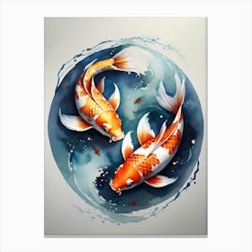 Koi Fish Yin Yang Painting (15) Canvas Print