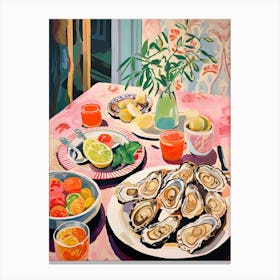 Mediterranean Seafood Lunch Summer Illustration 4 Canvas Print