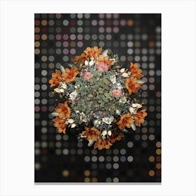 Vintage Rose Corymb Flower Wreath on Dot Bokeh Pattern n.0790 Canvas Print