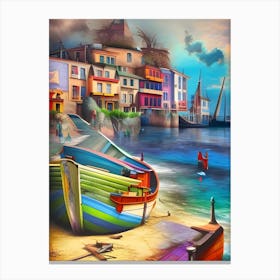 Colorful Boats On The Beach Canvas Print