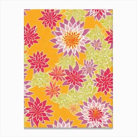 Water Lily Floral Print Warm Tones 2 Flower Canvas Print