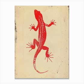 Red Mediterranean House Gecko Blockprint 1 Canvas Print