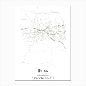 Ilkley,United Kingdom Minimalist Map Stampe su tela