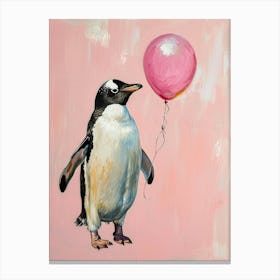 Cute Emperor Penguin 3 With Balloon Canvas Print