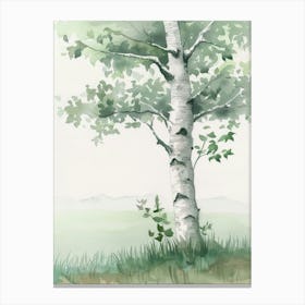 Birch Tree Atmospheric Watercolour Painting 2 Canvas Print