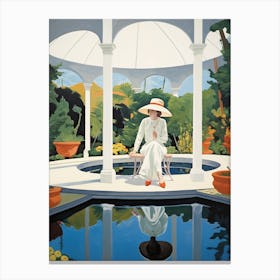 Patio With Pool In Mexico - expressionism 4 Canvas Print