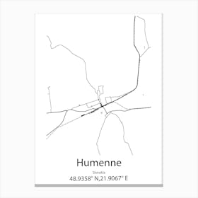 Humenne,Slovakia Minimalist Map Canvas Print