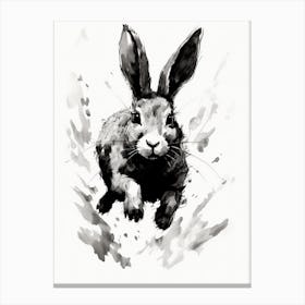 Rabbit Prints Black And White Ink 1 Canvas Print