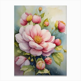 Watercolor Of Pink Flowers Canvas Print