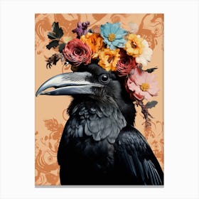 Bird With A Flower Crown Raven 4 Canvas Print