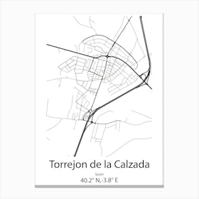 Torrejon De La Calzada,Spain Minimalist Map Canvas Print