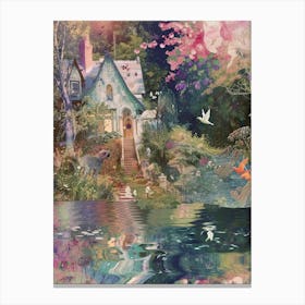 Fairy House Collage Pond Monet Scrapbook 8 Canvas Print