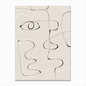 Abstract Drawing Line Art Minimalism Beige and Neutral Canvas Print