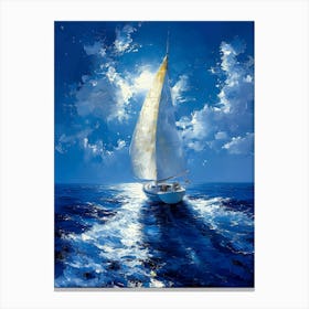 Sailboat In The Moonlight Canvas Print