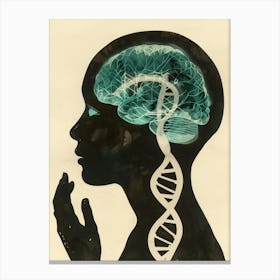 Silhouette Of A Woman With Dna Canvas Print