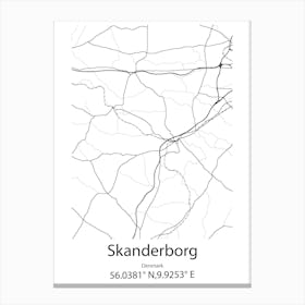 Skanderborg,Denmark Minimalist Map Canvas Print