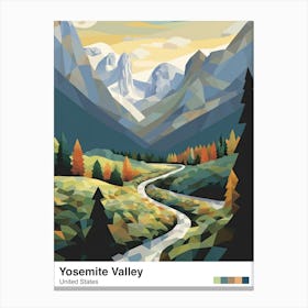 Yosemite Valley View   Geometric Vector Illustration 1 Poster Canvas Print