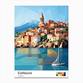 Collioure, France, Geometric Illustration 4 Poster Canvas Print