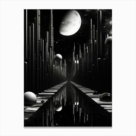 Parallel Universes Abstract Black And White 3 Canvas Print