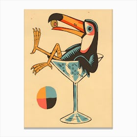 Toucan In Martini Glass Canvas Print