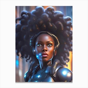 Futuristic Girl With Afro Canvas Print