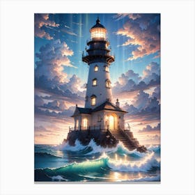 A Lighthouse In The Middle Of The Ocean 79 Canvas Print