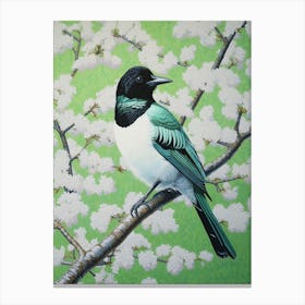 Ohara Koson Inspired Bird Painting Magpie 6 Canvas Print