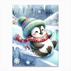 P For Penguin Nursery Canvas Print