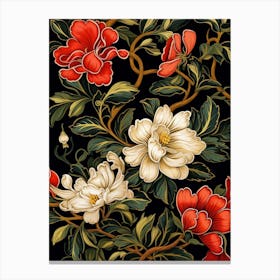 Chrysanthemums 5 William Morris Style Winter Florals Canvas Print