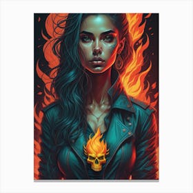 Girl In Flames Canvas Print