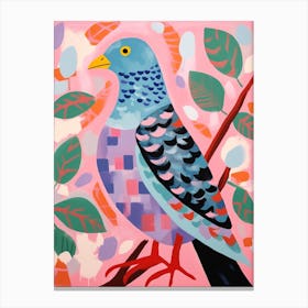 Pink Scandi Pigeon 4 Canvas Print