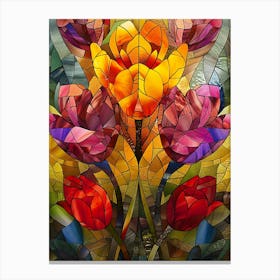 Colorful Stained Glass Flowers 10 Canvas Print