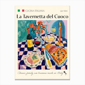 La Tavernetta Del Cuoco Trattoria Italian Poster Food Kitchen Canvas Print