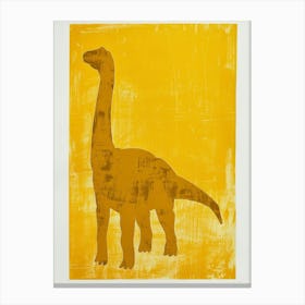 Mustard Linocut Dinosaur Silhouette 1 Canvas Print