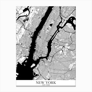 New York New York White Black Canvas Print