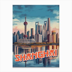 Shanghai Skyline Poster: Vibrant Cityscape Canvas Print