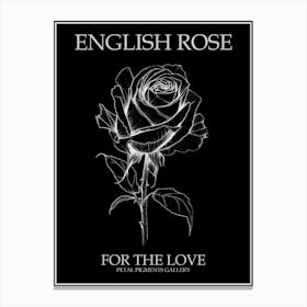 English Rose Black And White Line Drawing 7 Poster Inverted Canvas Print