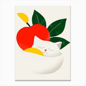 Apple And Cat Canvas Print