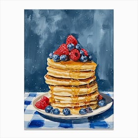 Pancakes Blue Checkerboard 4 Canvas Print