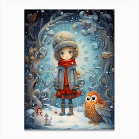 Little Girl In The Snow Canvas Print