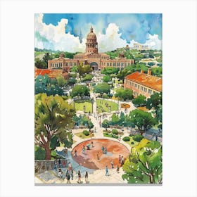 Storybook Illustration The University Of Austin Texas 4 Canvas Print