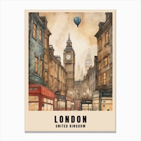 London Travel Poster Vintage United Kingdom Painting (30) Canvas Print