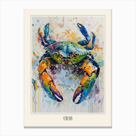 Crab Colourful Watercolour 1 Poster Canvas Print