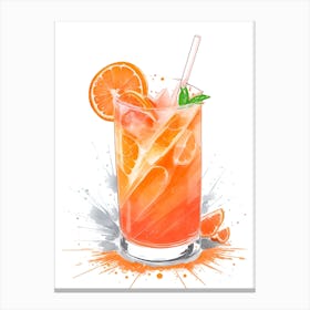 Aperol With Ice And Orange Watercolor Vertical Composition 12 Canvas Print