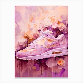 Airmax 1 Purple FLowers Nike Sneakers Floral Painting Poster Canvas Print