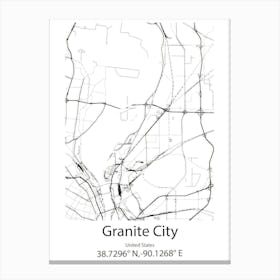 Granite City,United States Minimalist Map Canvas Print