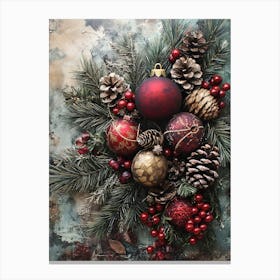 Vintage Holiday Mixed Media 9 Canvas Print