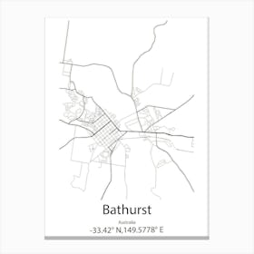 Bathurst,Australia Minimalist Map Canvas Print